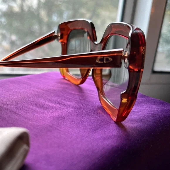 Authentic CHRISTIAN DIOR Square Gaia Sunglasses Brown Orange  display picture 3